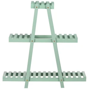 Étagère à plantes en bois étagère à fleurs support de pots de fleurs 3 niveaux de rangement - 76 x 26 x 76 cm - vert