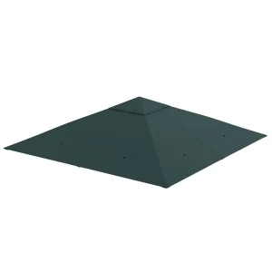 Toile de rechange pour pavillon tonnelle tente toit de remplacement gazebo de jardin tissu polyester haute densité 180 g/m² anti-UV 3 x 3 m gris