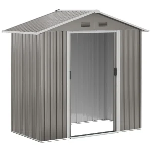 Abri de jardin en métal 1,8 m², cabane de jardin à outils en métal, 194 x 110 x 184 cm, grand espace de rangement extérieur avec portes coulissantes et 4 aérations, gris
