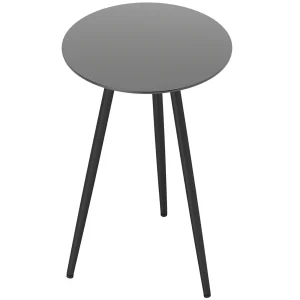 Petite table basse ronde, table d'appoint, plateau en verre trempé, pieds effilés, cadre en acier, table de jardin pour balcon, jardin, terrasse, salon, noir